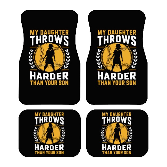 Throw Harder Softball Dad Funny Daddy Father's Day Car Mats