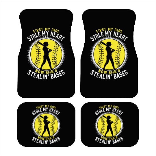 Stole Heart Softball Dad Funny Daddy Father's Day Car Mats