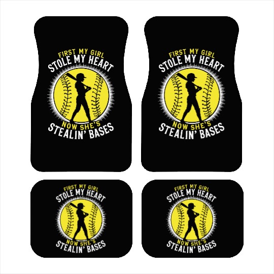 Stole Heart Softball Dad Funny Daddy Father's Day Car Mats
