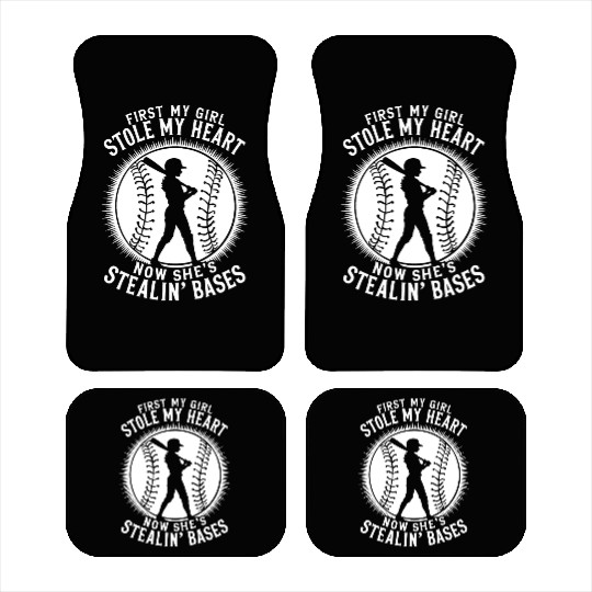 Stole Heart Softball Dad Funny Daddy Father's Day Car Mats