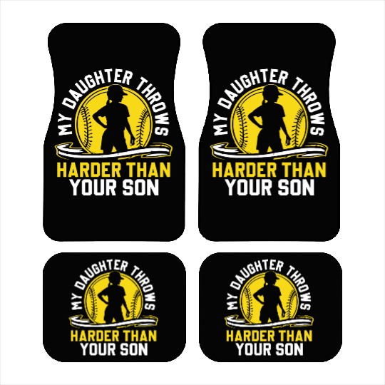 Throw Harder Softball Dad Funny Daddy Father's Day Car Mats