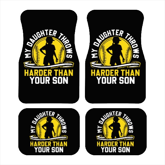 Throw Harder Softball Dad Funny Daddy Father's Day Car Mats