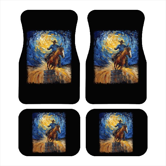 Barrel Racer Barrel Racing Rodeo Starry Night Pain Car Mats