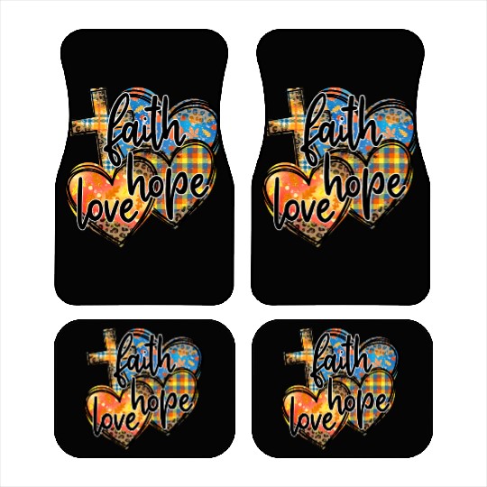 Faith Hope Love Hearts Cross Religion Car Mats