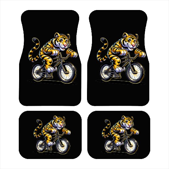 Cute Cyclist Tiger Car Mats