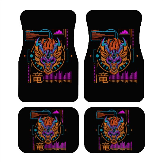 Cyberpunk Technology Synthwave Japanese Car Mats
