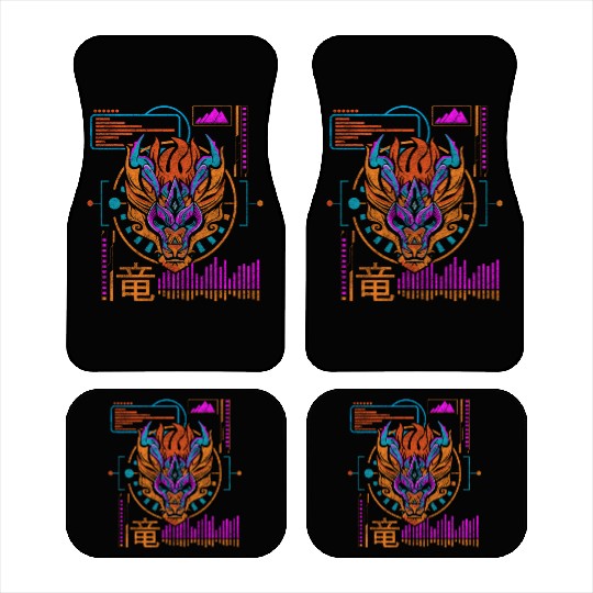 Cyberpunk Technology Synthwave Japanese Car Mats