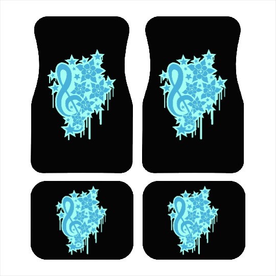 Music Clef Note Stars Graffiti Spray Flowers Sound Car Mats