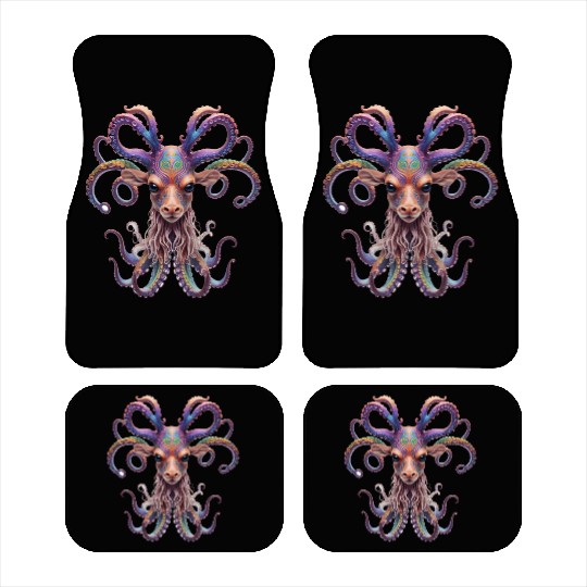 Psychedelic goa deer octopus Car Mats