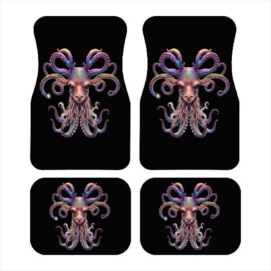 Psychedelic goa deer octopus Car Mats