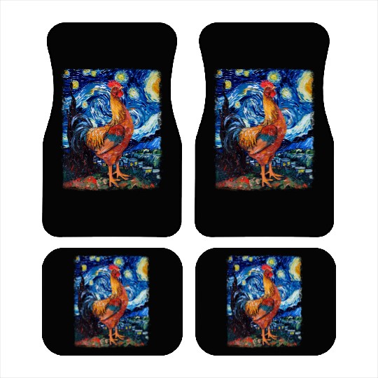 Chicken Farm Farmer Farming Starry Night Painting Car Mats
