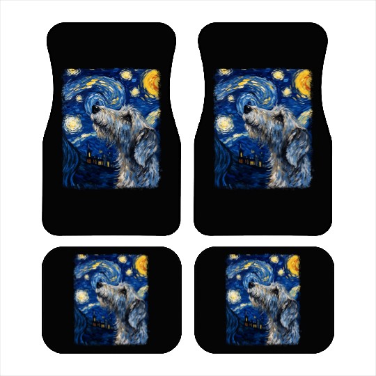 Irish Wolfhound Dog Starry Night Painting Car Mats