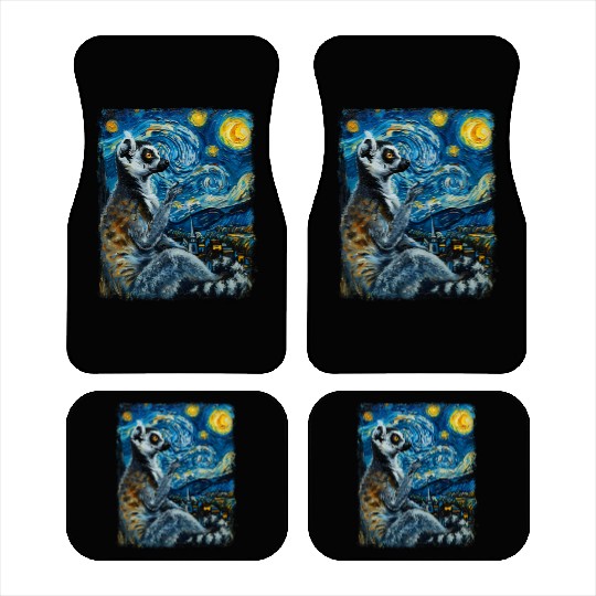 Lemur Ring Tailed Starry Night Painting Car Mats