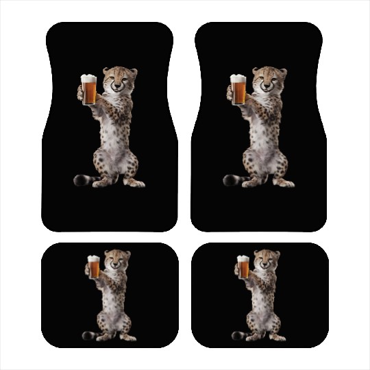 Cheetah Drinking Beer Realistic Car Mats