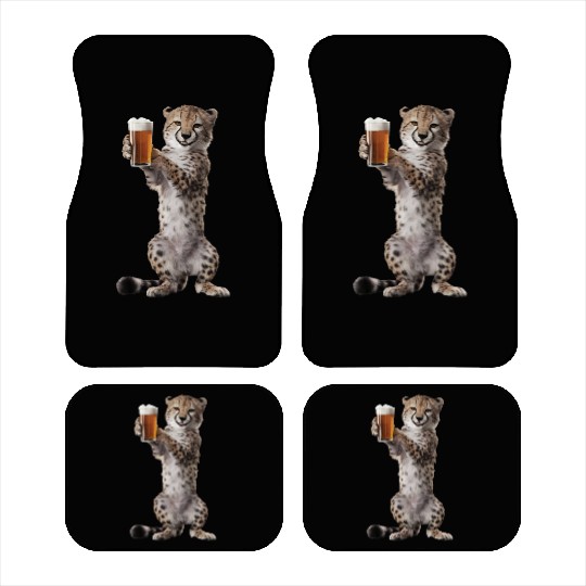 Cheetah Drinking Beer Realistic Car Mats