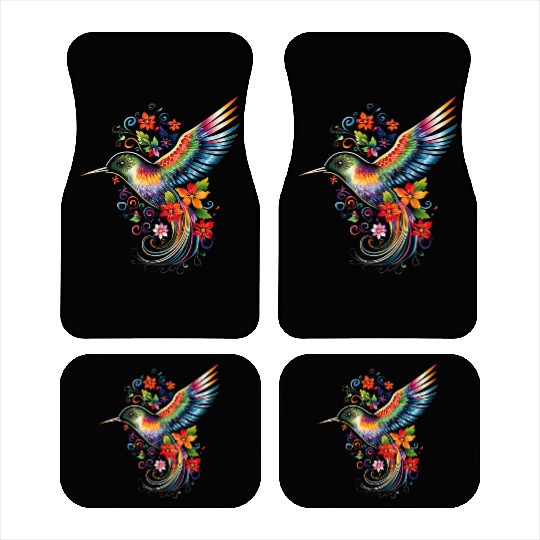 Hummingbird Flowers Colorful Hummindgbird Car Mats