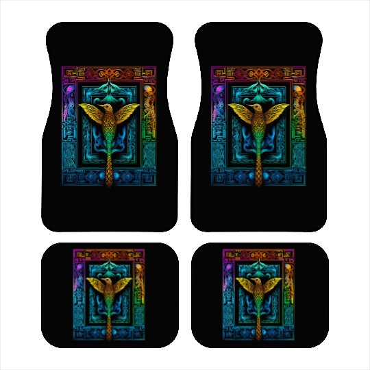 Hummingbird Colorful Mandala Animal Car Mats