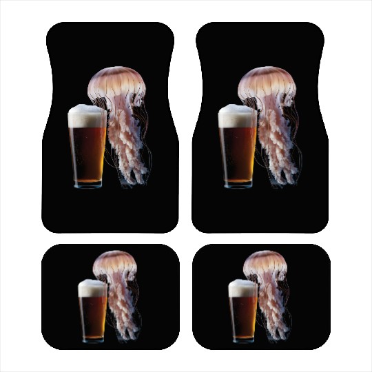 Jellyfish Drinking Beer Realistic Car Mats