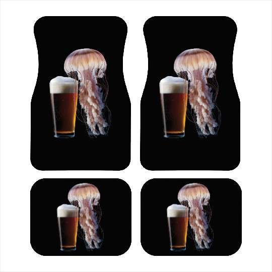 Jellyfish Drinking Beer Realistic Car Mats