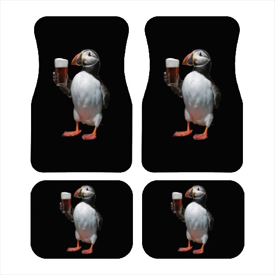 Atlantic Puffin Drinking Beer Realistic Car Mats