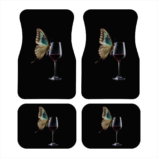 Butterfly Drinking Wine Realistic Car Mats