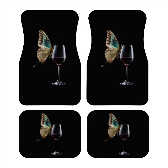 Butterfly Drinking Wine Realistic Car Mats