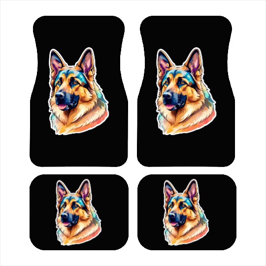 German Shepherd Watercolor Car Mats