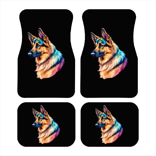 German Shepherd Watercolor Car Mats