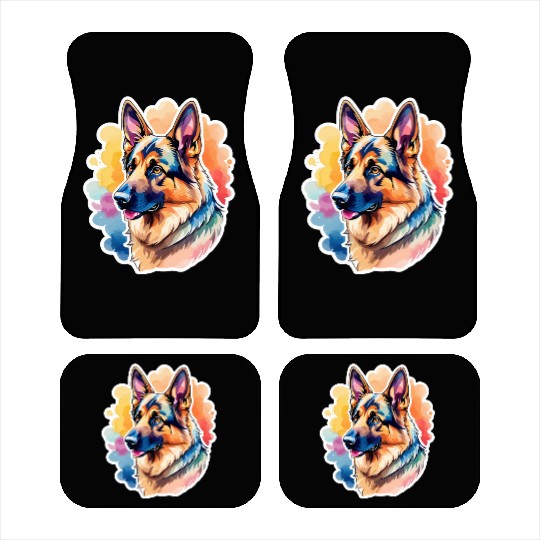 German Shepherd Watercolor Car Mats