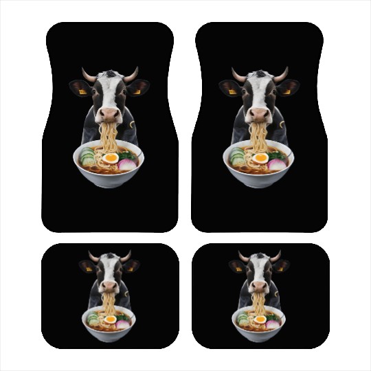Cow Eating Ramen Realistic Car Mats