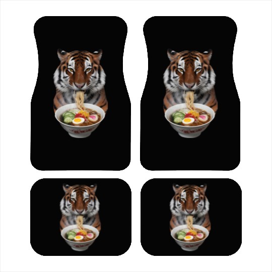 Tiger Eating Ramen Realistic Car Mats