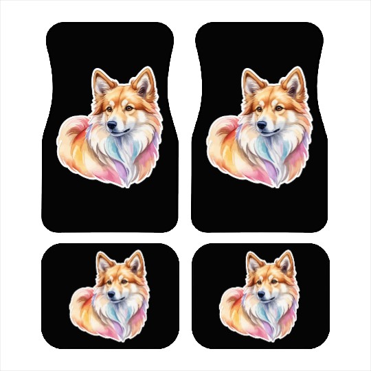 Icelandic Sheepdog Watercolor Car Mats