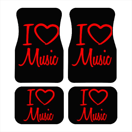 I Love Music Letters Heart Quote Dance Party Logo Car Mats