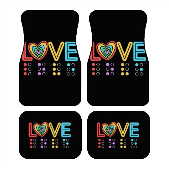 Retro Braille Rainbow Heart Braille Love Car Mats