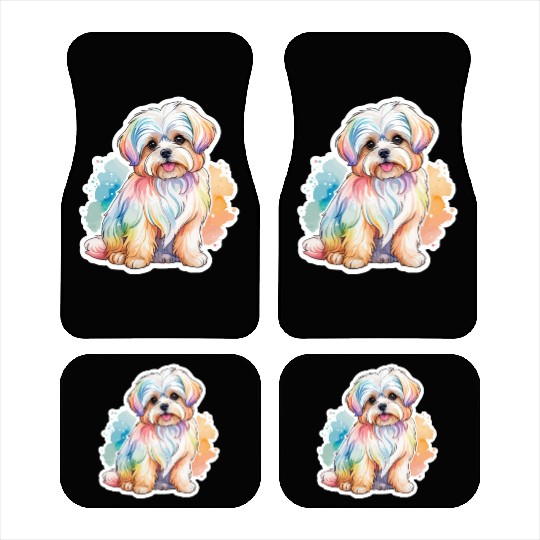 Maltese Dog Watercolor Car Mats