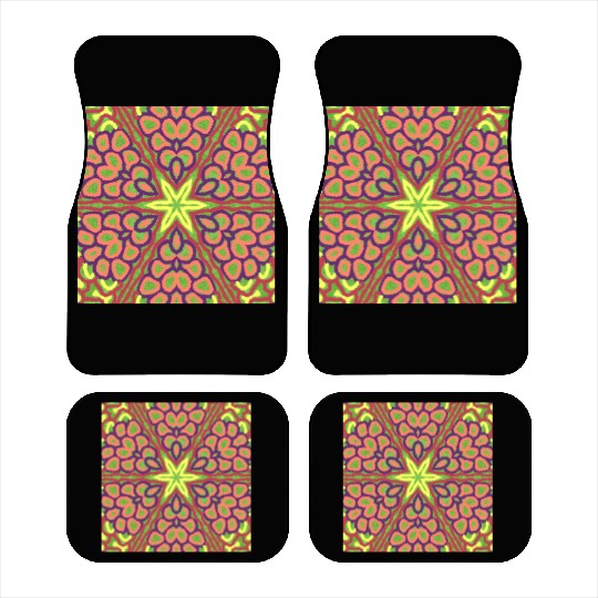 yellow orange red green purple mandala Car Mats