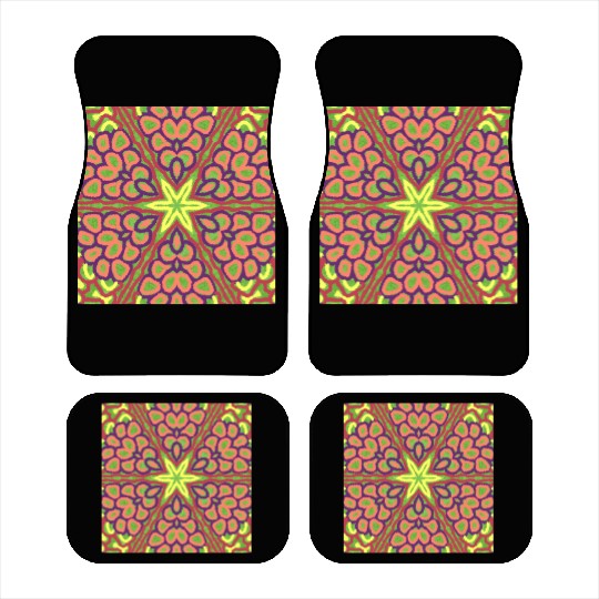 yellow orange red green purple mandala Car Mats