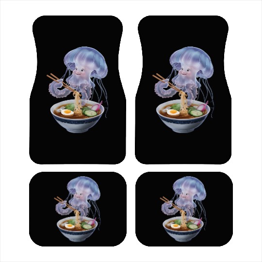 Jellyfish Eating Ramen Realistic Car Mats