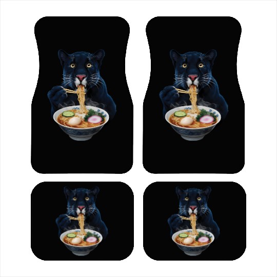 Panther Eating Ramen Realistic Car Mats