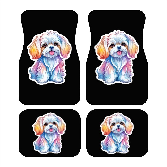 Maltese Dog Watercolor Car Mats