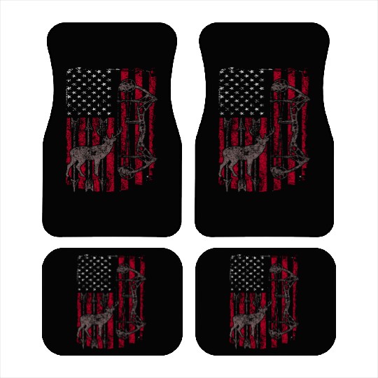 American Flag Deer Elk Hunting USA Patriotic Car Mats