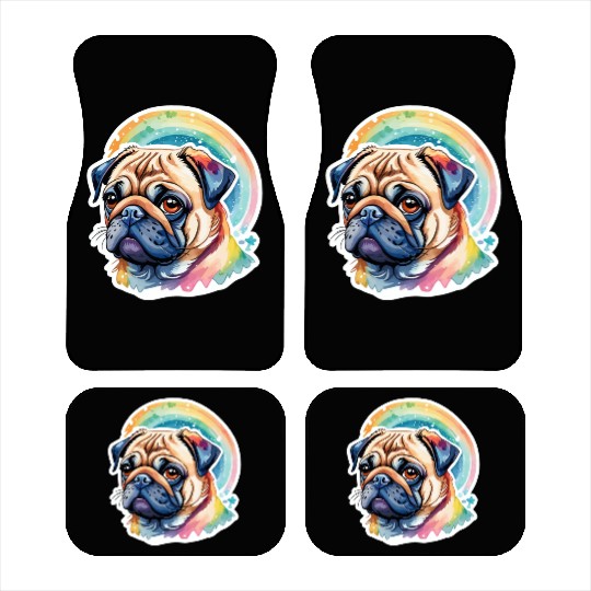 Pug Watercolor Car Mats