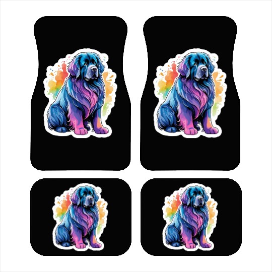 Newfoundland Dog Watercolor Car Mats