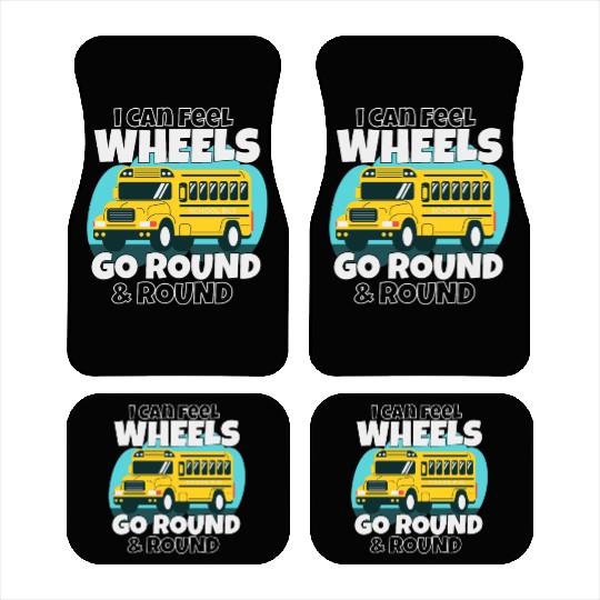 Cute back to school bus wheels go round and round Car Mats