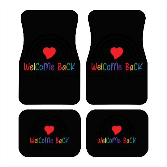 Welcome Back To School Rainbow heart Car Mats