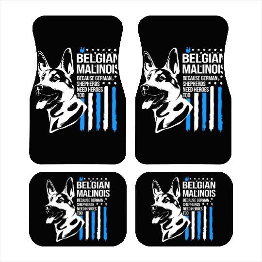4th Of July US Flag Belgian Malinois K9 Dog Car Mats