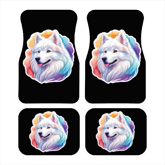 Samoyed Dog Watercolor Car Mats