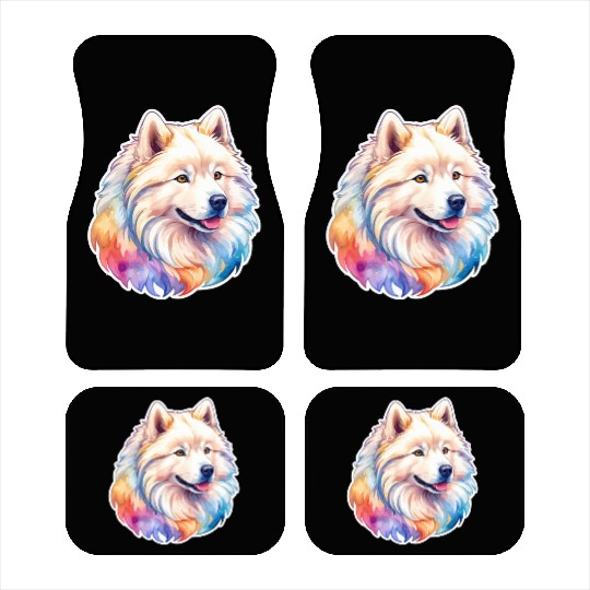 Samoyed Dog Watercolor Car Mats