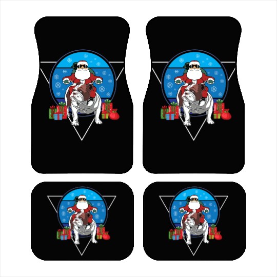 Christmas Santa Claus Riding English Bulldog Xmas Car Mats