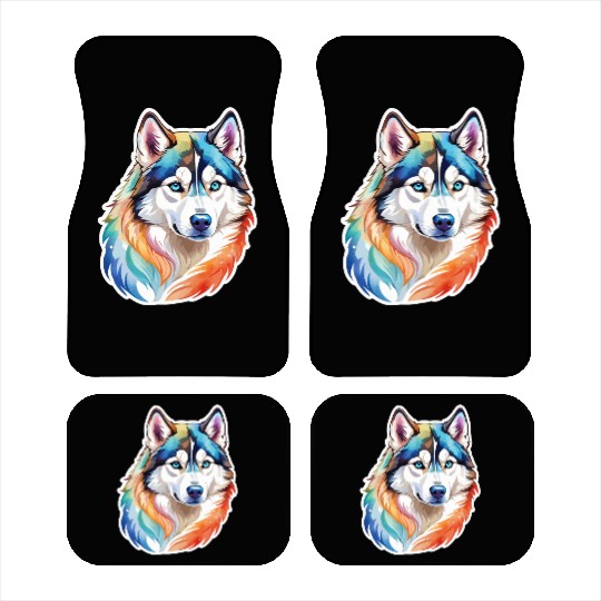 Siberian Husky Watercolor Car Mats